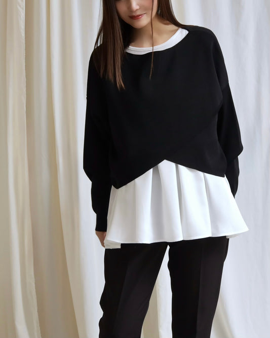 レイヤードドレープトップ