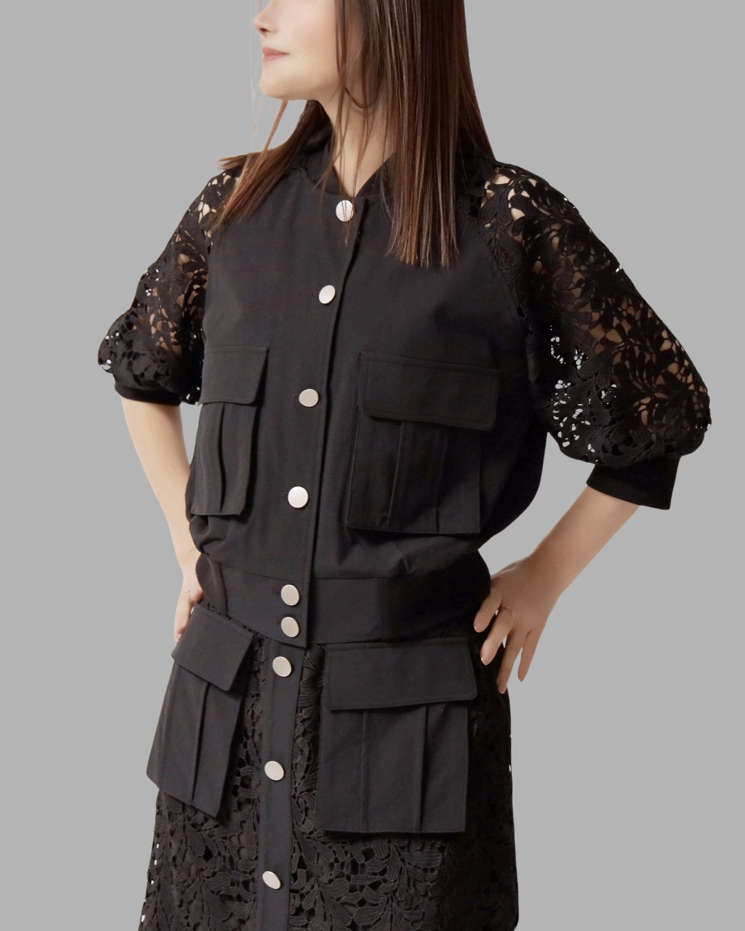 レーススリーブショートブルゾン