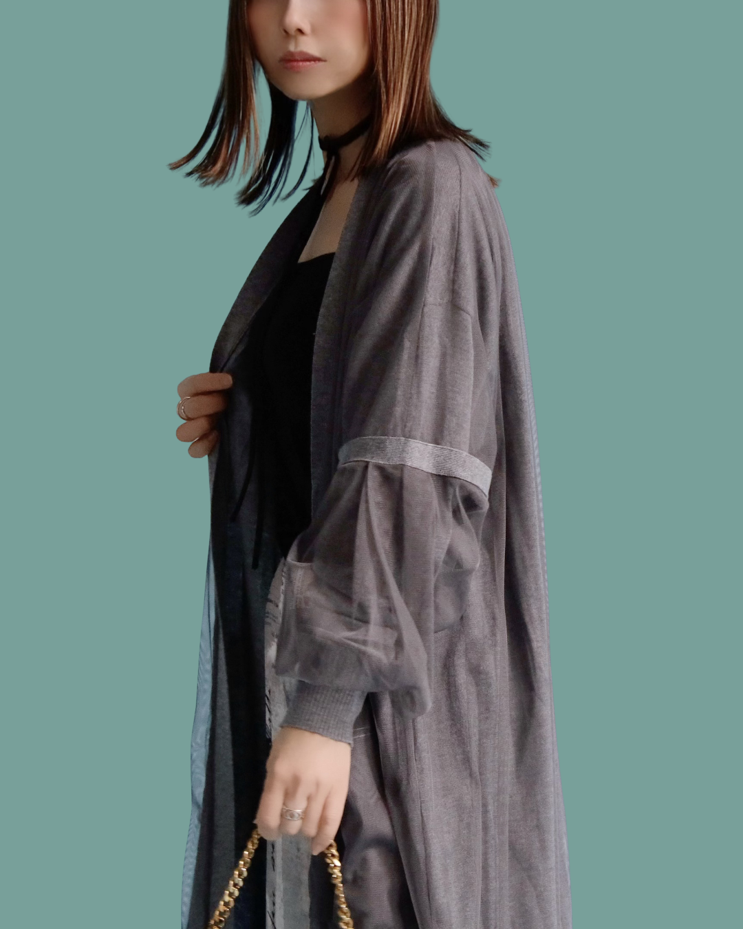 シアーボリュームスリーブ・コーディガン