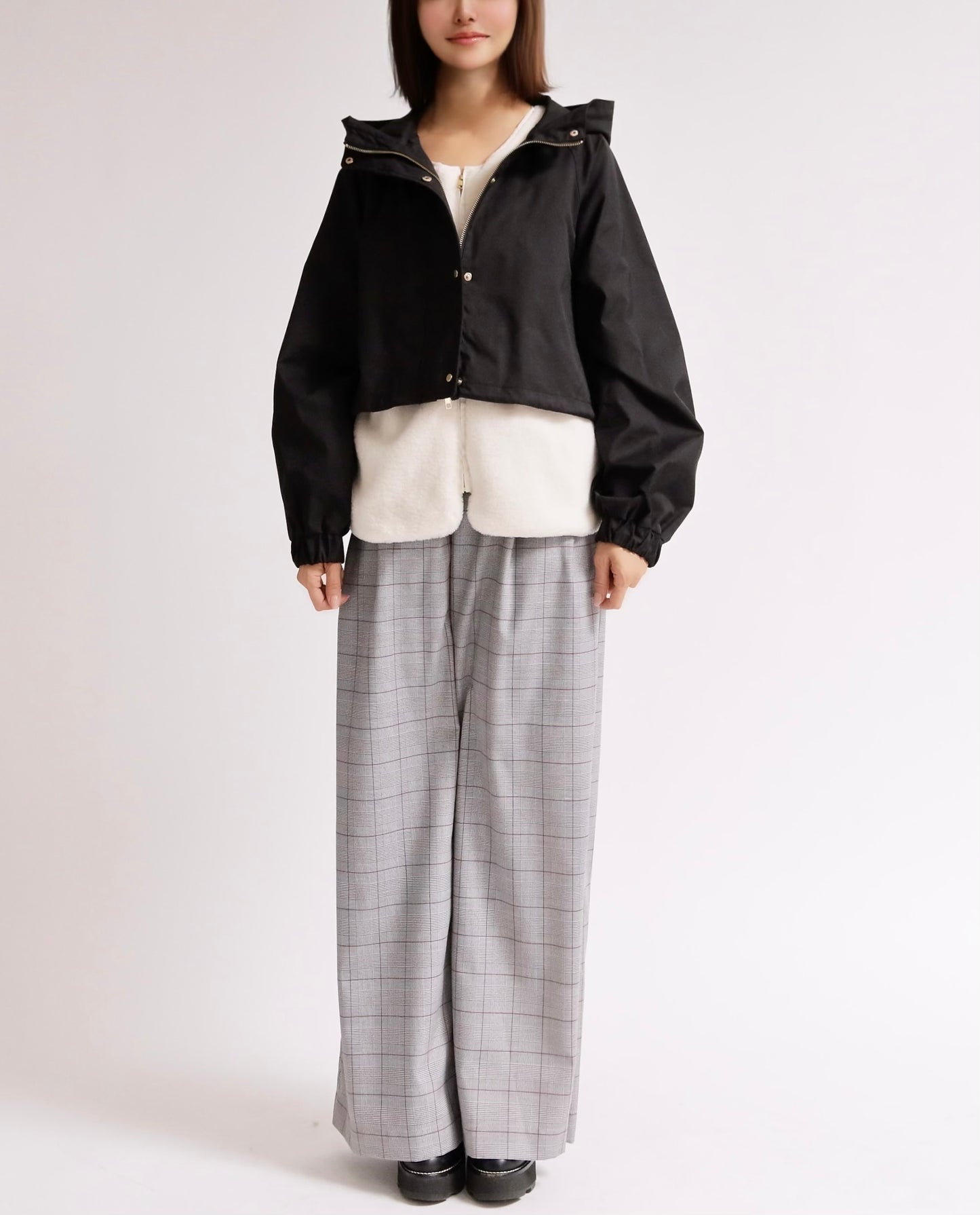 3WAY レイヤードフーディーショートブルゾン