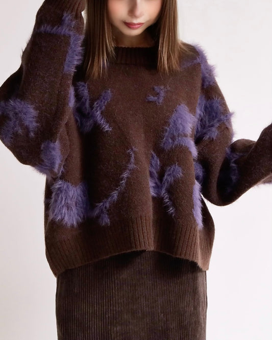 フェザーモチーフ ニットプルオーバー