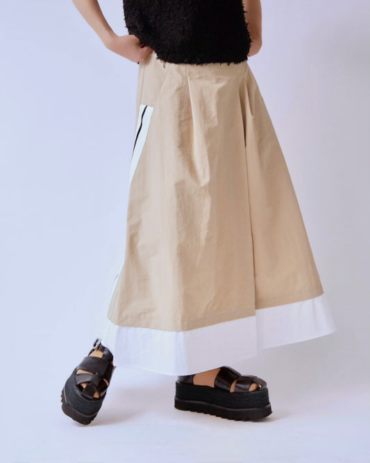 コントラストライン レイヤードスカート