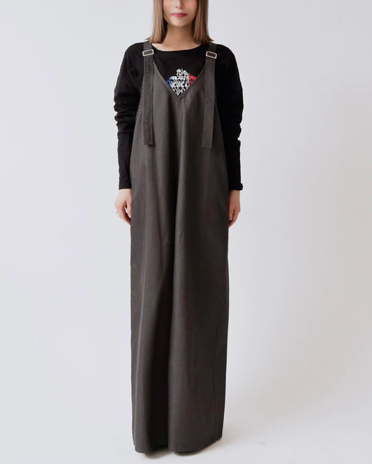 V サスペンダー ワイドサロペット