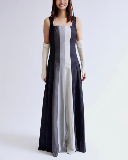 バーティカル・コントラストロングドレス