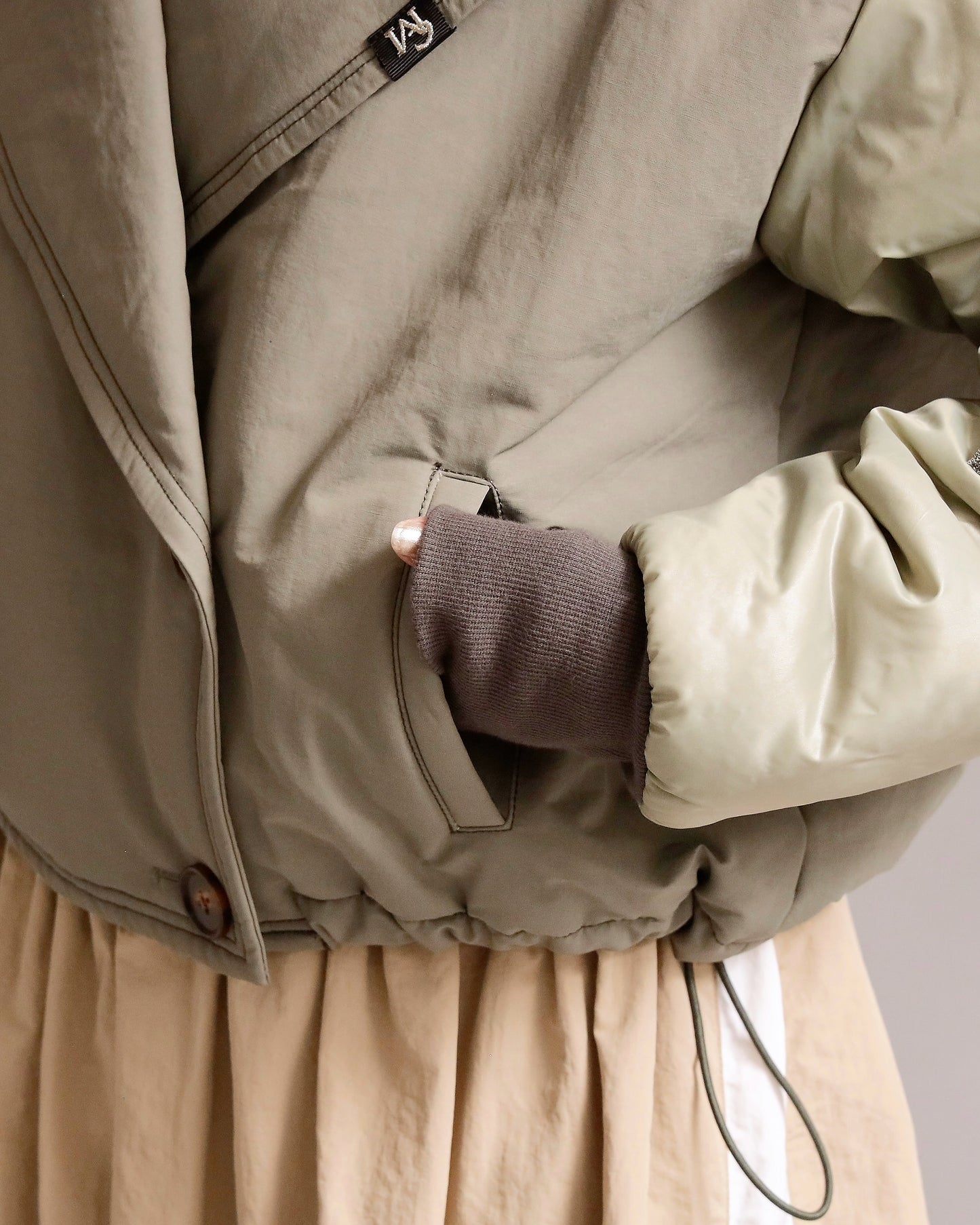 ボアカラー配色ミックスショートジャケット