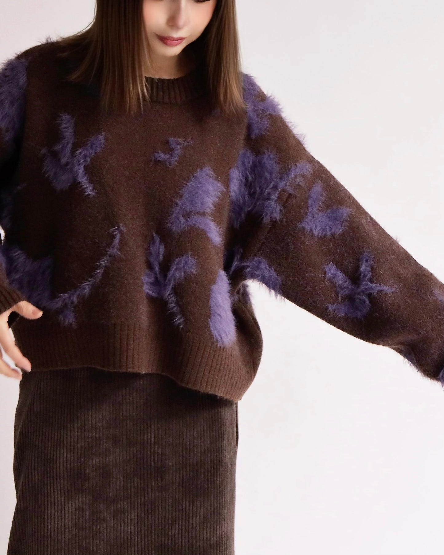 フェザーモチーフ ニットプルオーバー