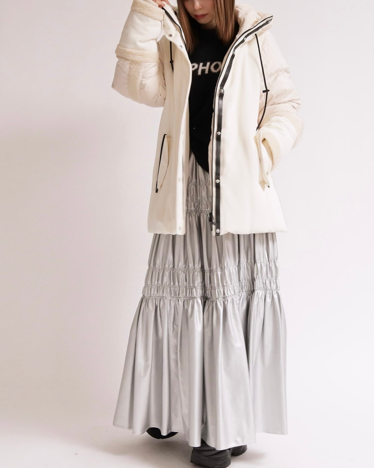 ボアトリム フーデッドショートダウン