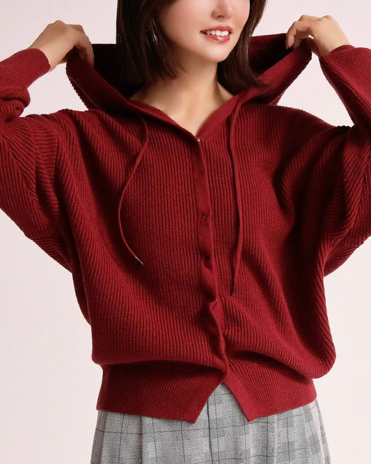 ニットフーディーカーディガン