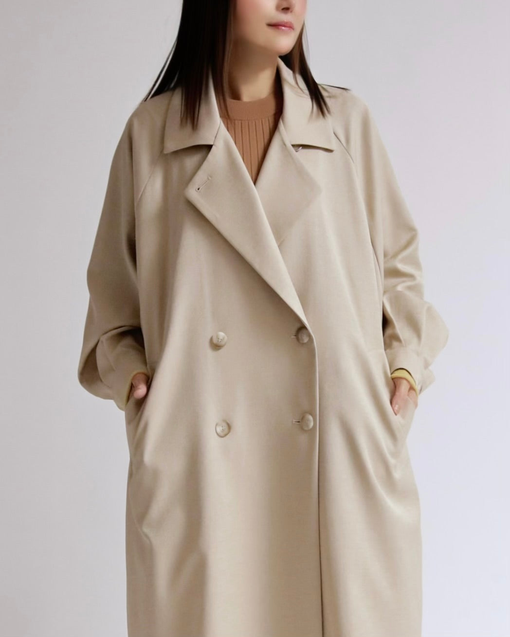 ニュアンスドレープ ダブルロングコート