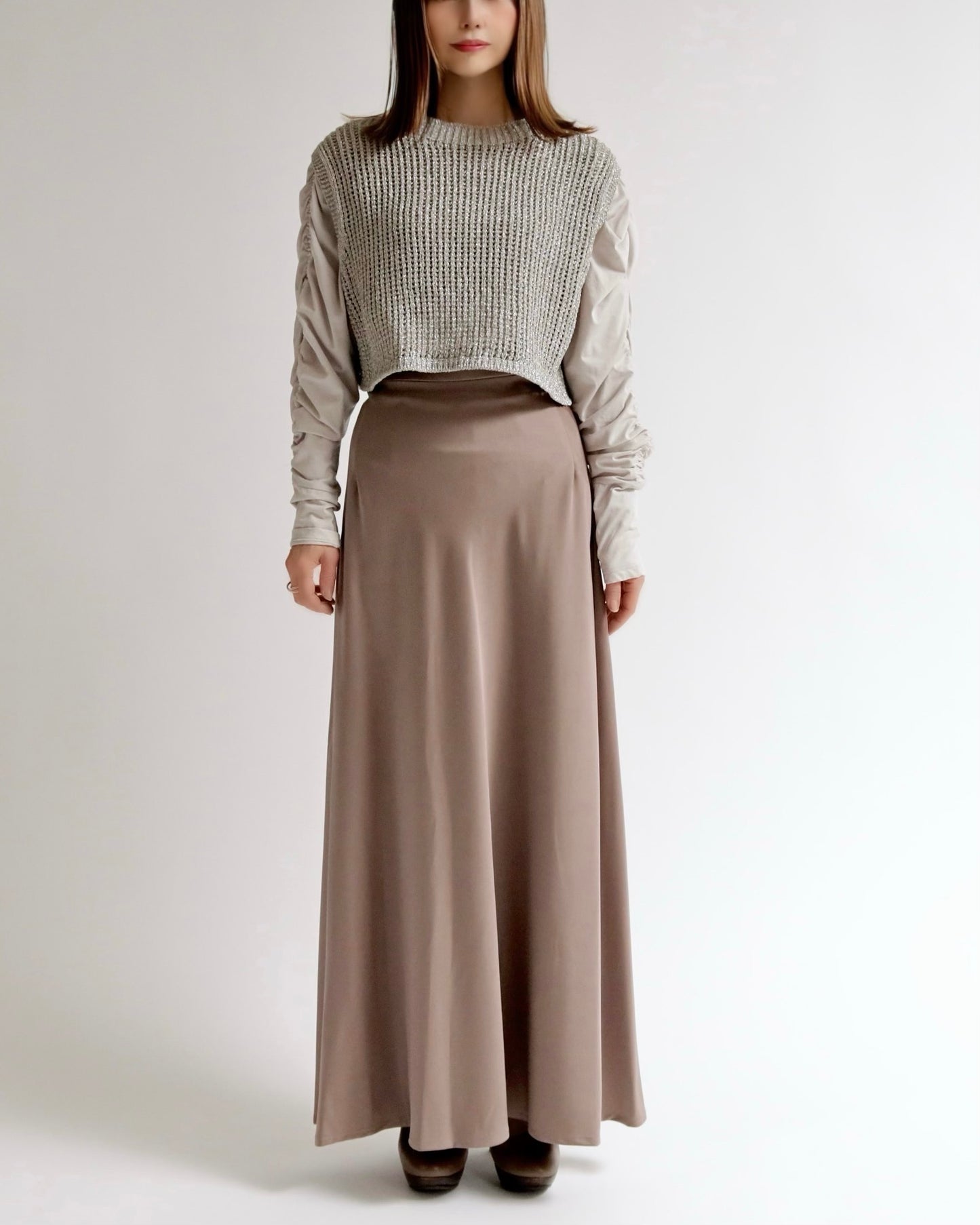 サテンライク ロングスカート