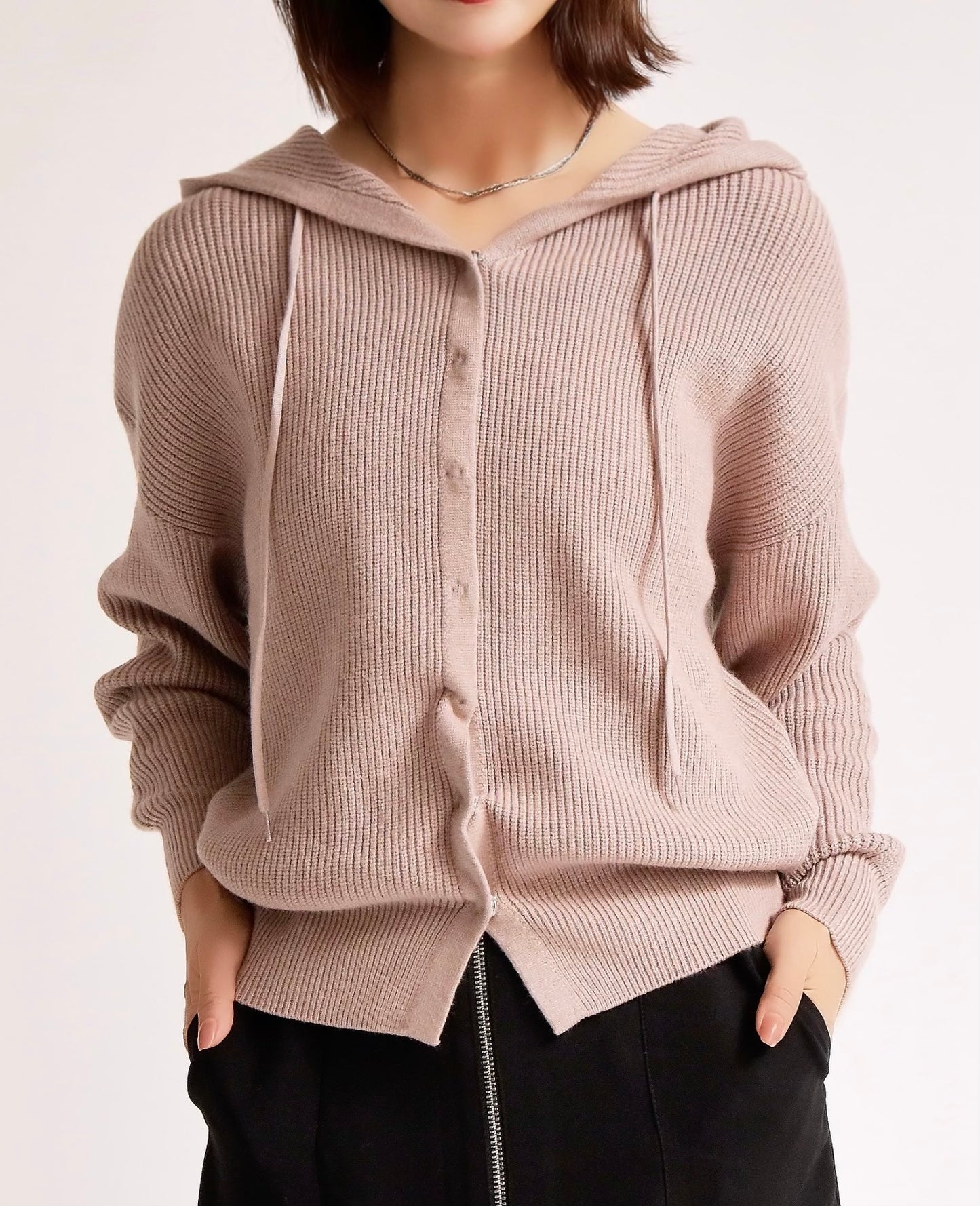 ニットフーディーカーディガン