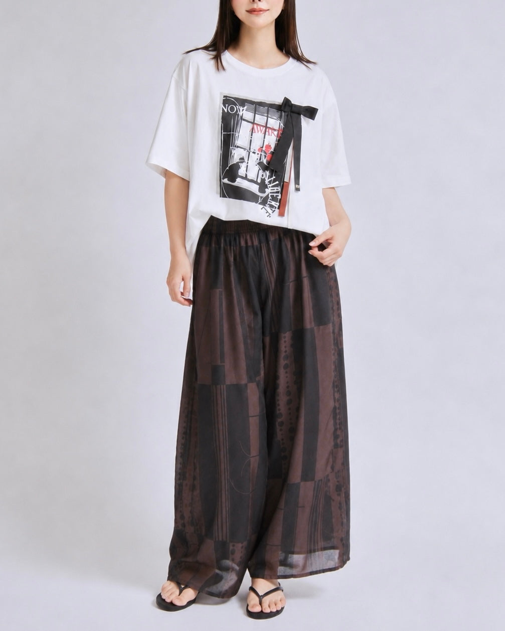 アートプリント リボンデザインTシャツ