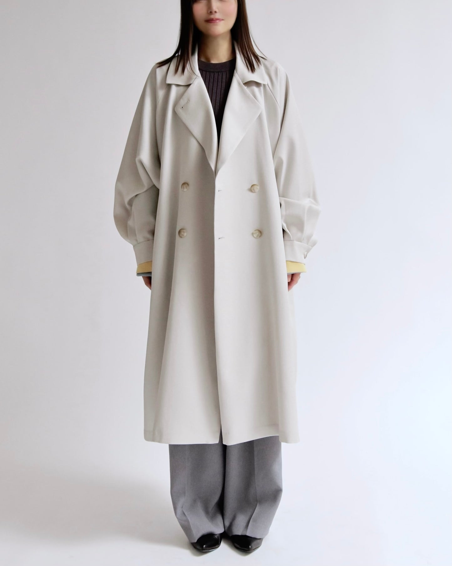 ニュアンスドレープ ダブルロングコート