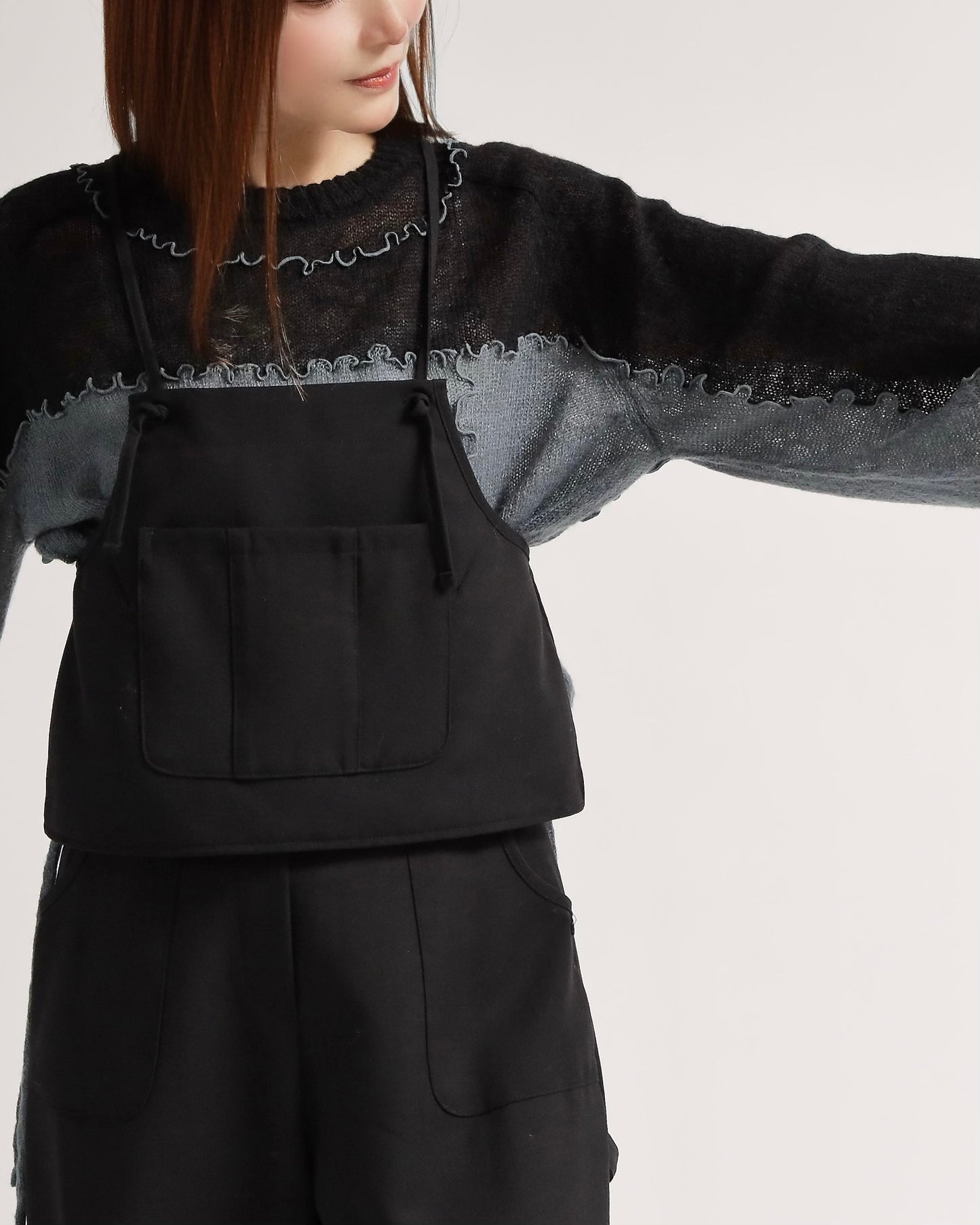 カラーブロックニットプルオーバー