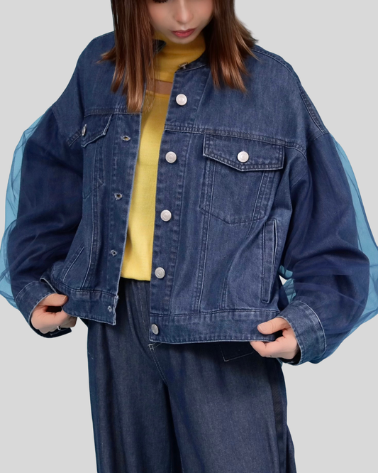 シアーチュールスリーブ デニムジャケット
