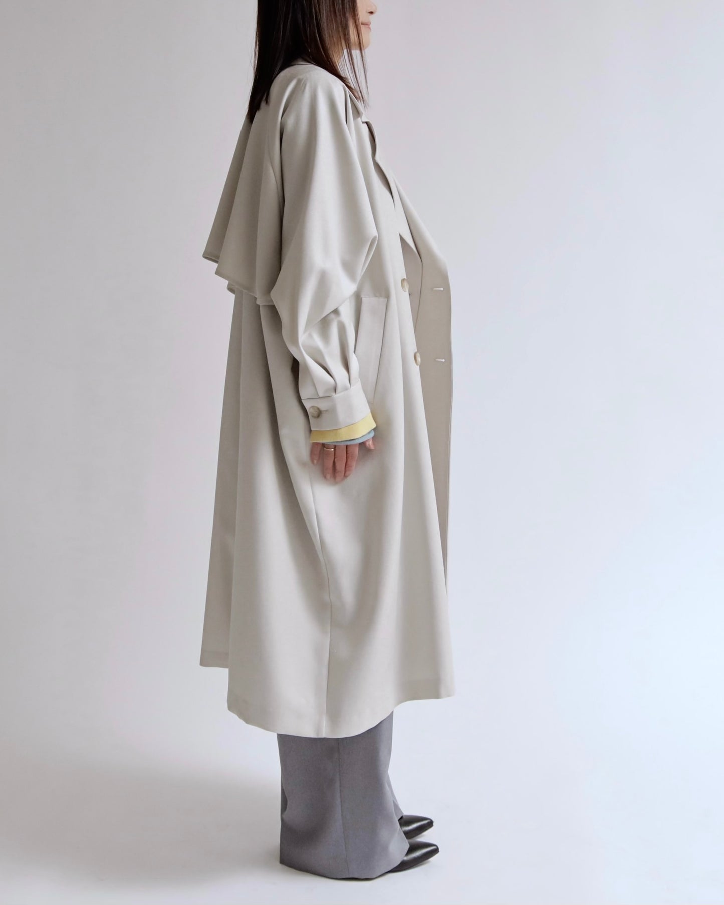 ニュアンスドレープ ダブルロングコート