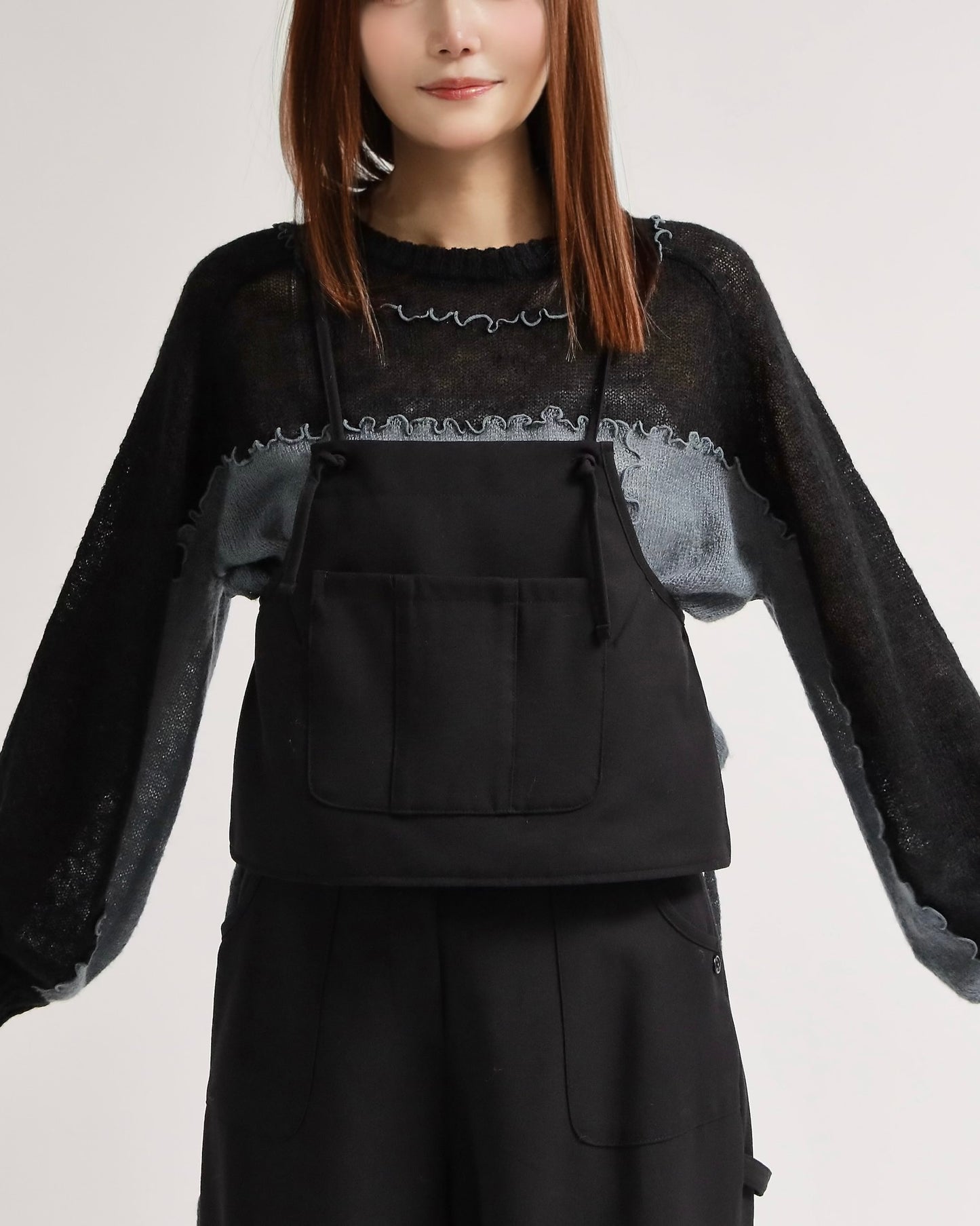 カラーブロックニットプルオーバー