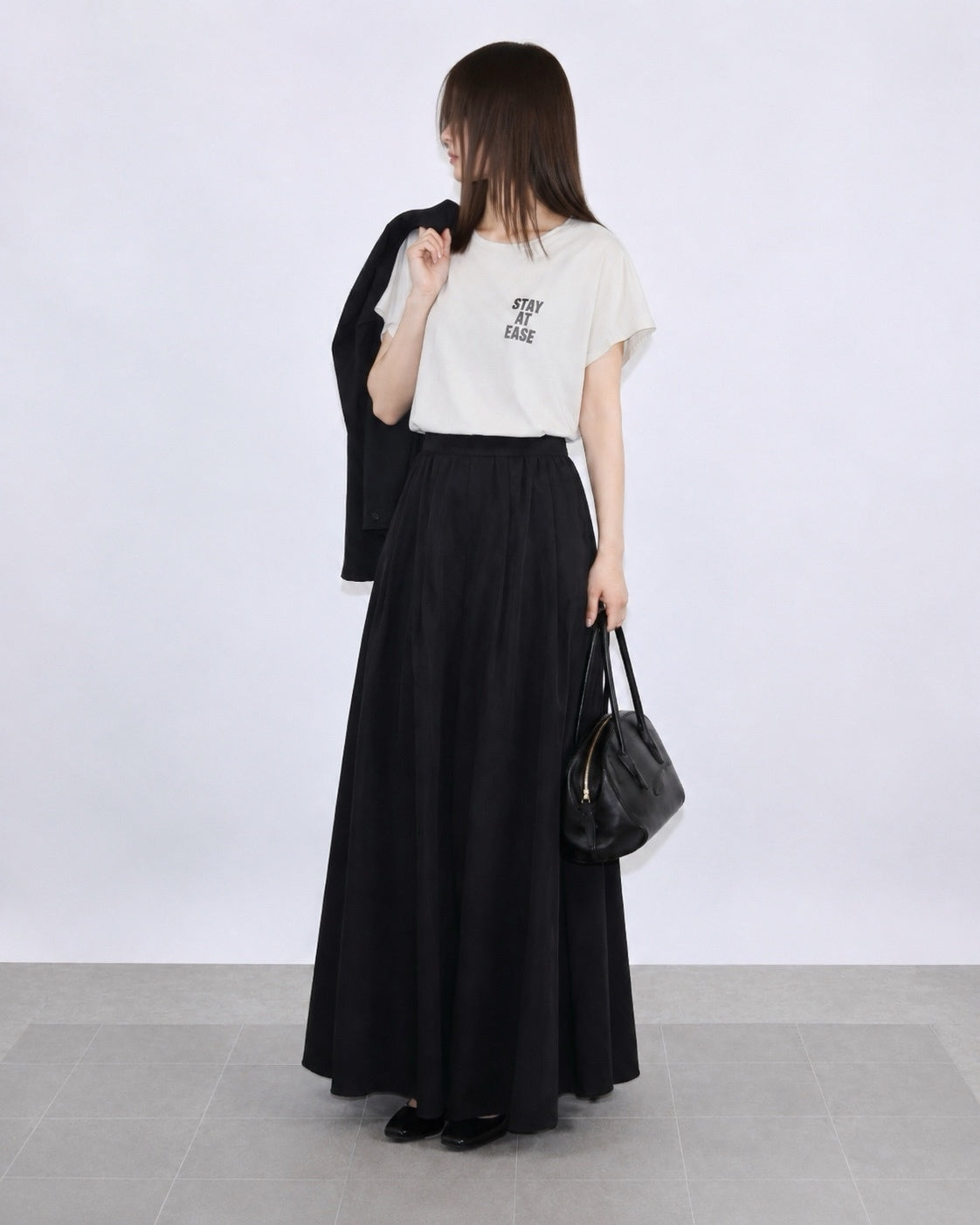 STAY AT EASE ロゴフレンチスリーブTシャツ