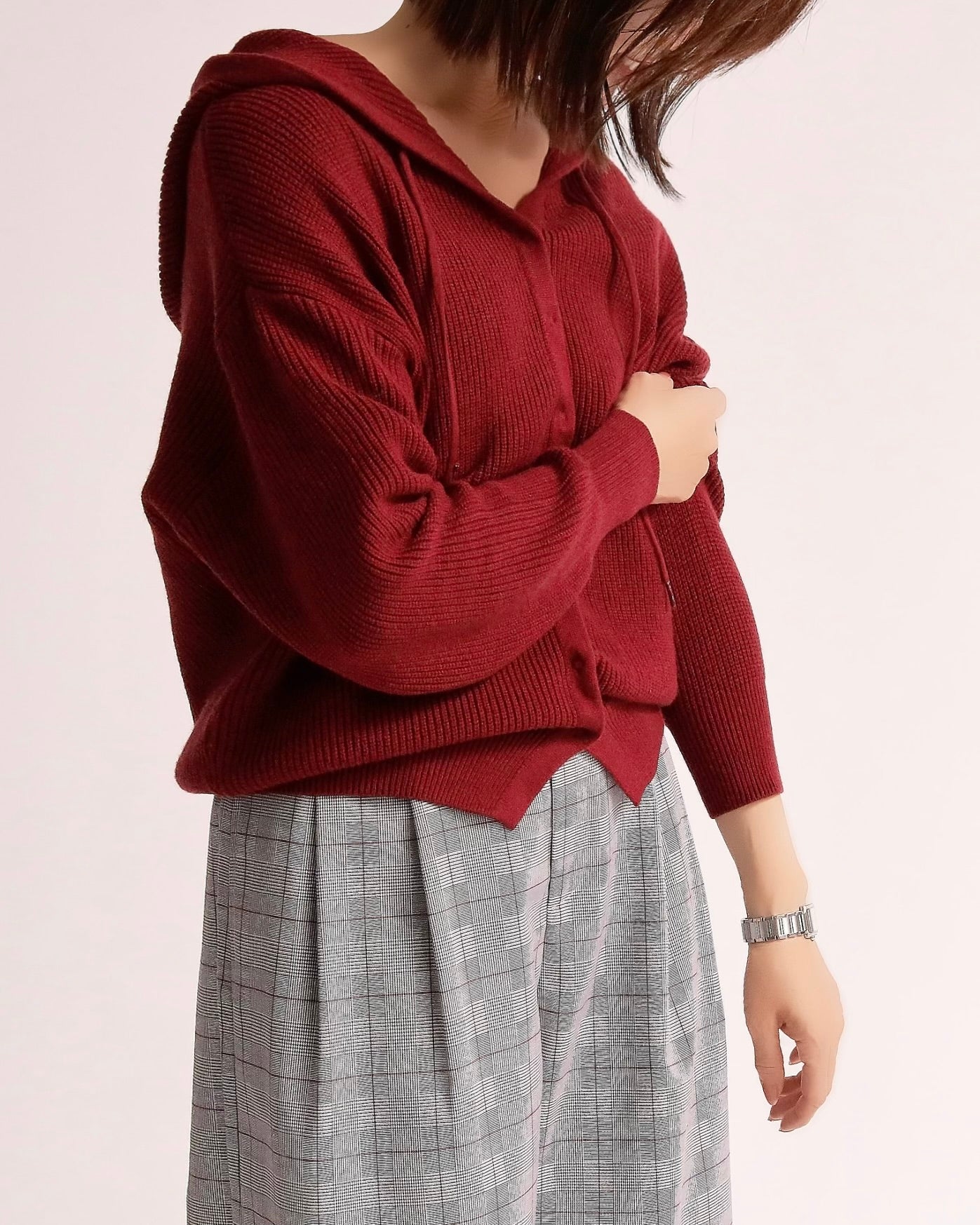 ニットフーディーカーディガン