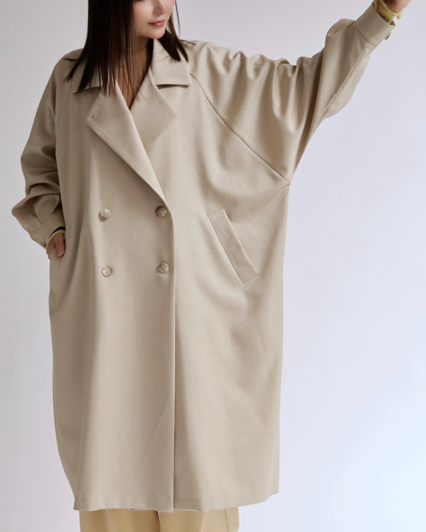 ニュアンスドレープ ダブルロングコート