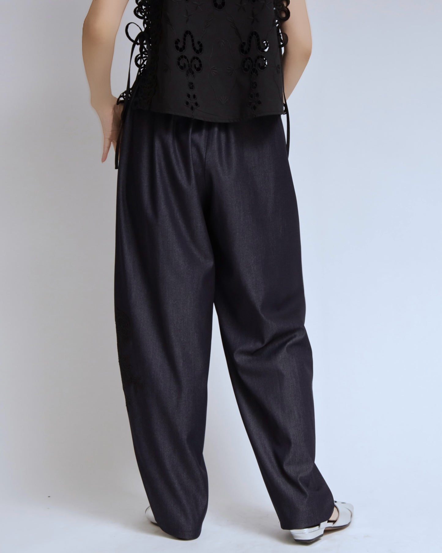 レース エフォートレスワイドパンツ