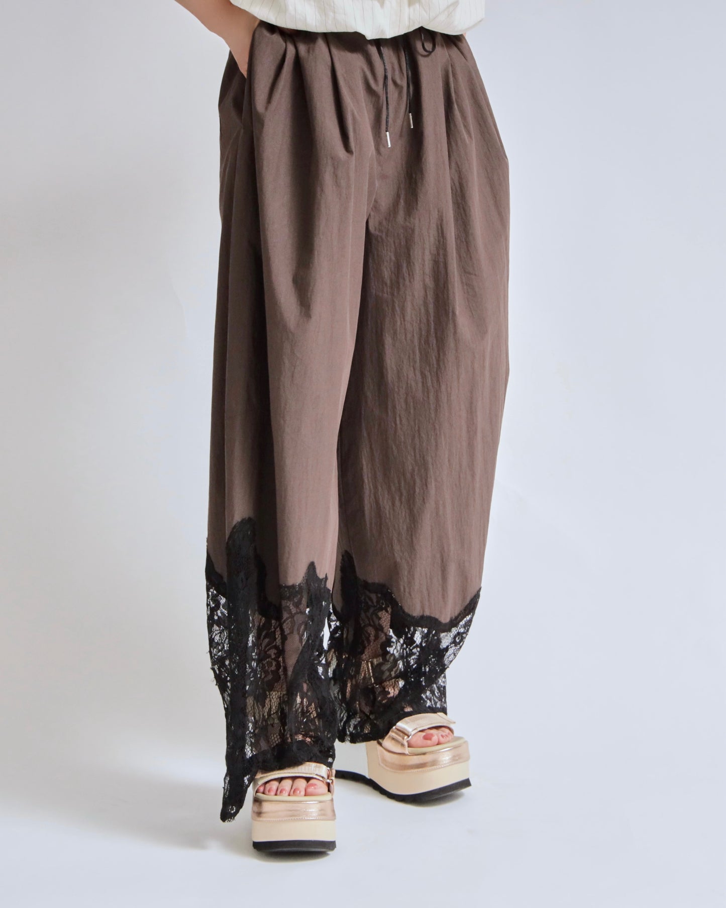 レースドッキングワイドパンツ