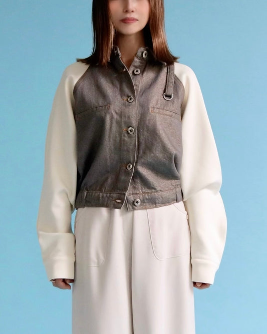 デニムドッキング スウェットスリーブブルゾン