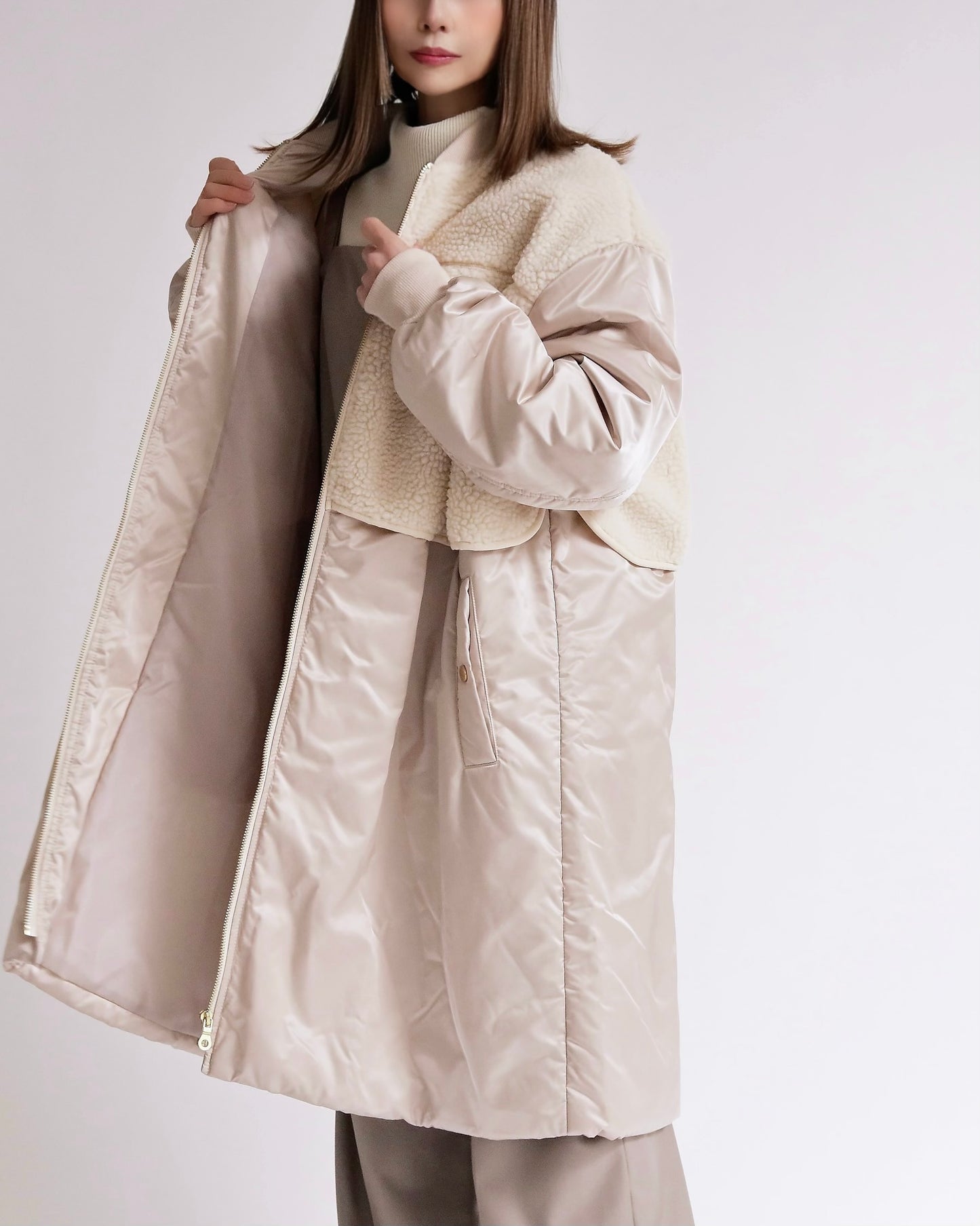 ボアレイヤード ミリタリーロングコート