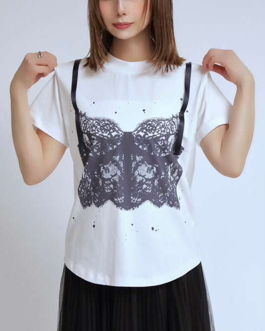 レースビスチェプリントTシャツ