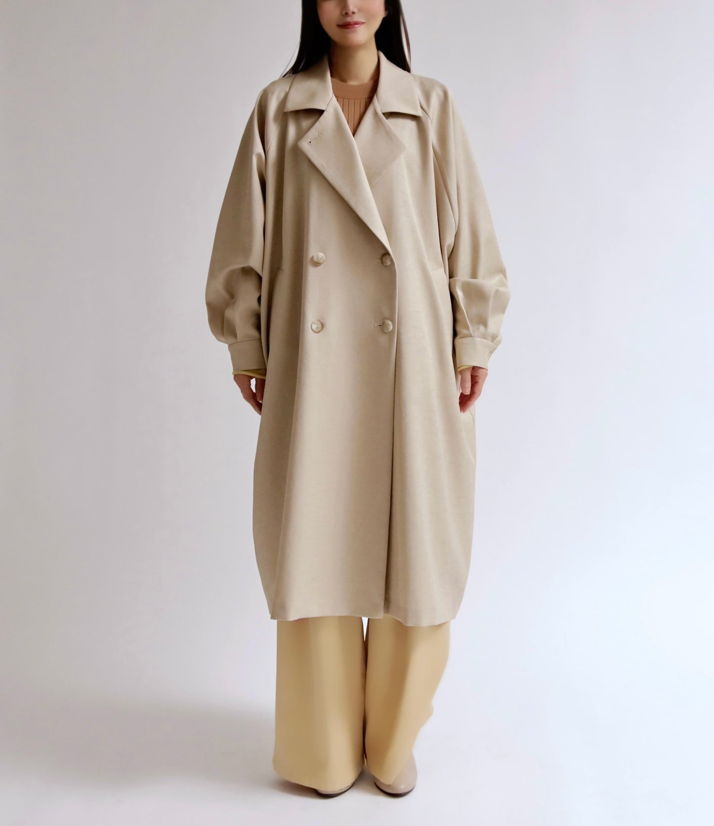 ニュアンスドレープ ダブルロングコート
