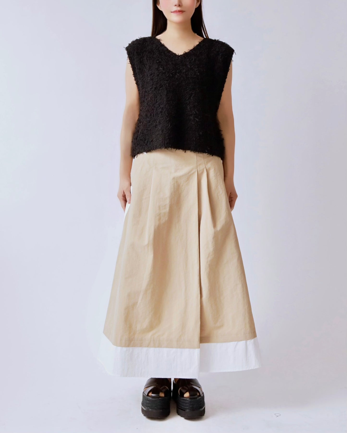 コントラストライン レイヤードスカート