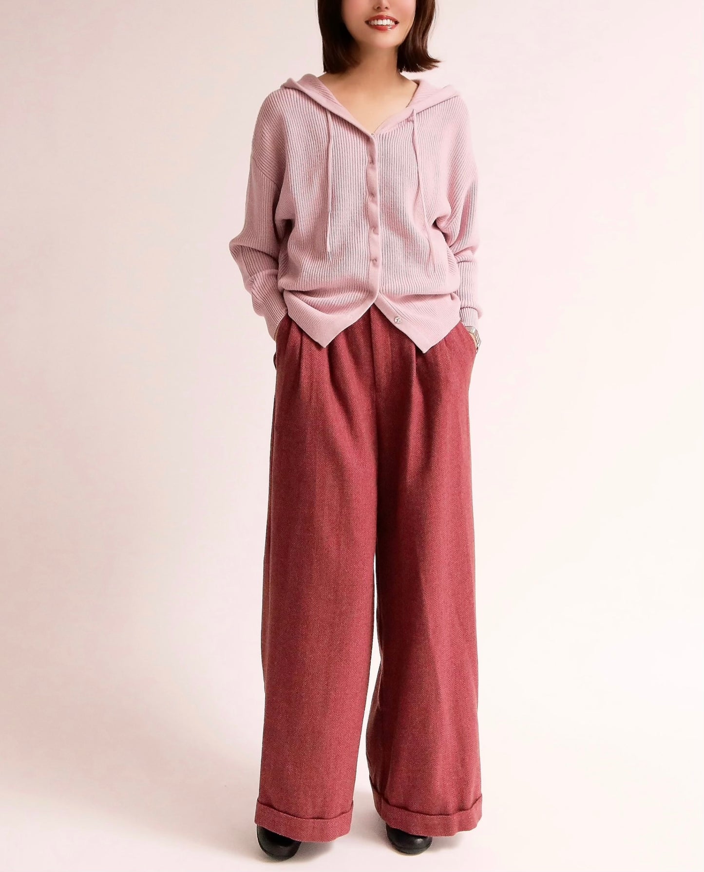 ニットフーディーカーディガン