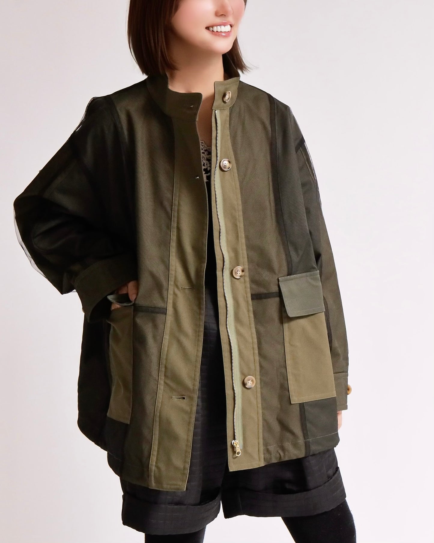 シアーレイヤード ミリタリージャケット