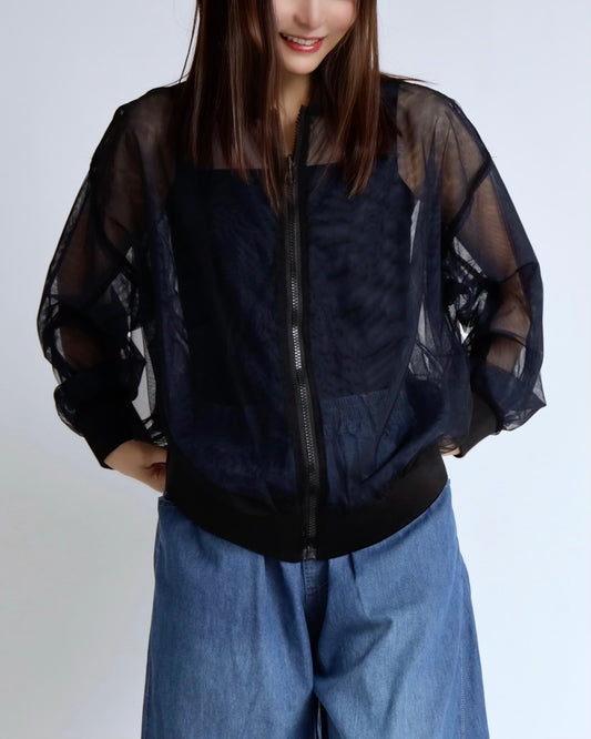 シアーオーガンジー ジップブルゾン