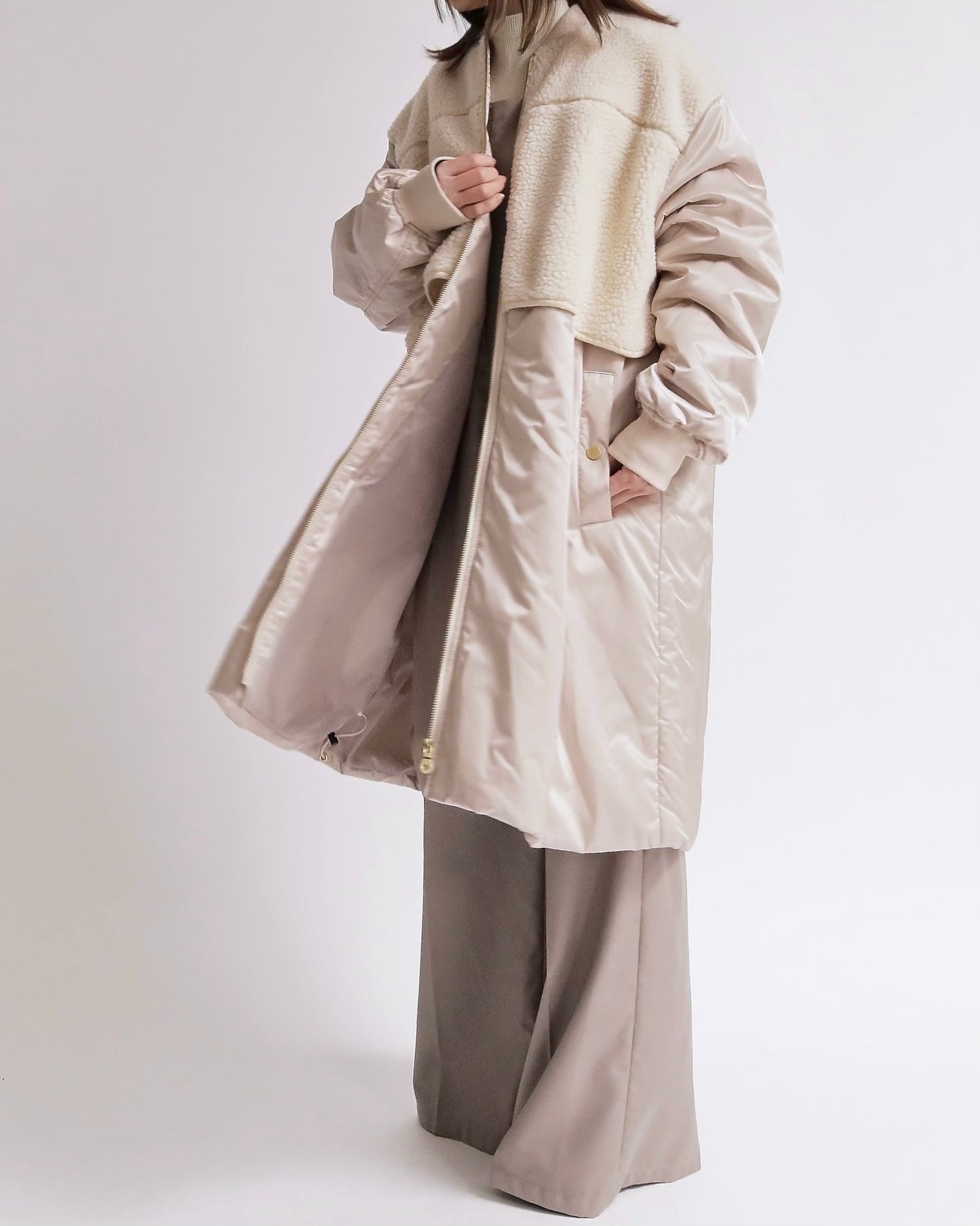 ボアレイヤード ミリタリーロングコート