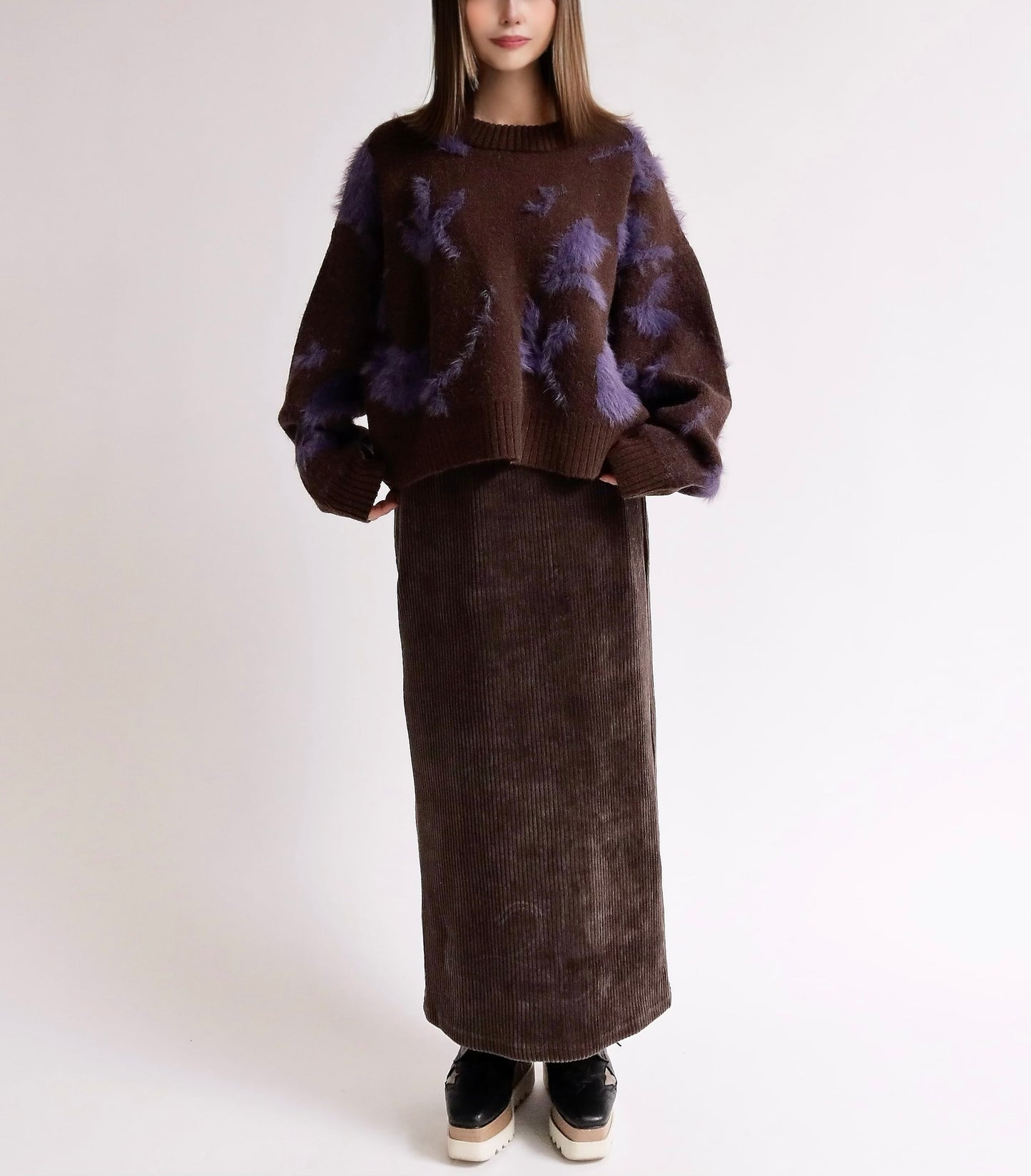 フェザーモチーフ ニットプルオーバー