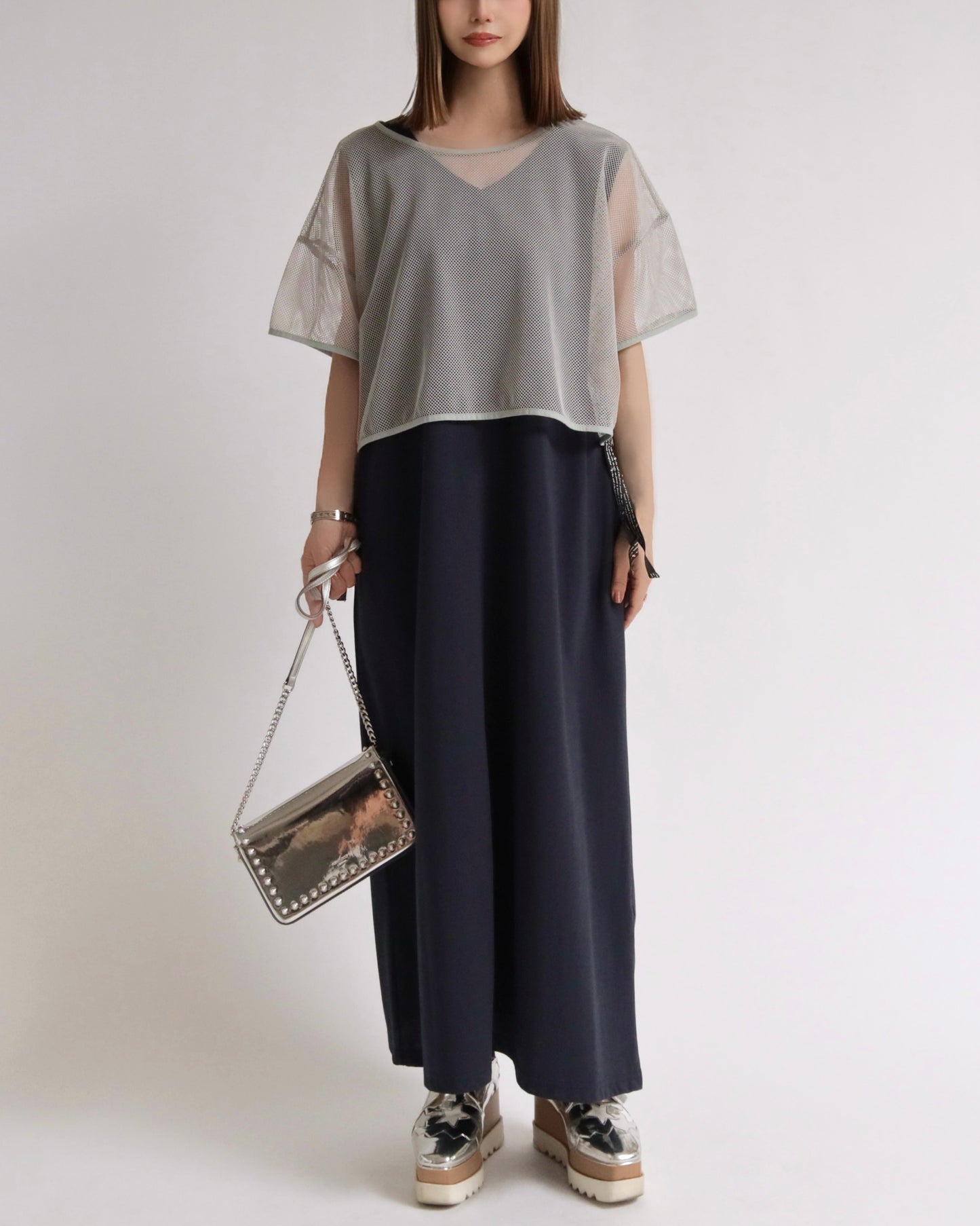 シアーメッシュアンサンブルワンピース