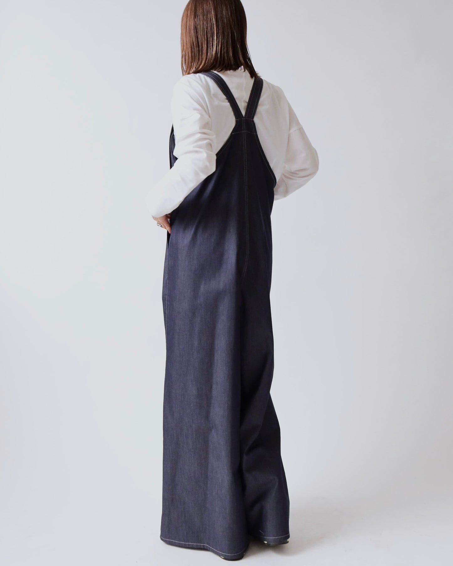 V サスペンダー ワイドサロペット