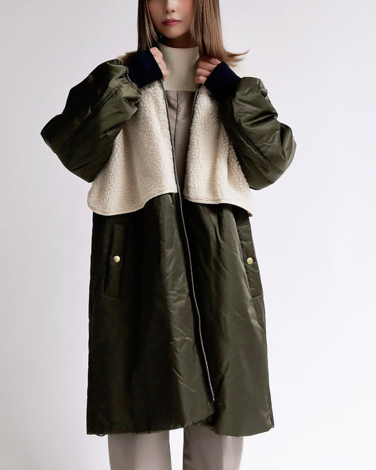 ボアレイヤード ミリタリーロングコート