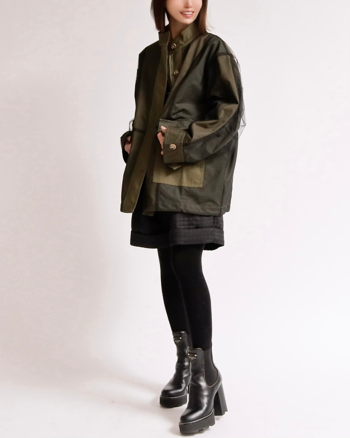 シアーレイヤード ミリタリージャケット