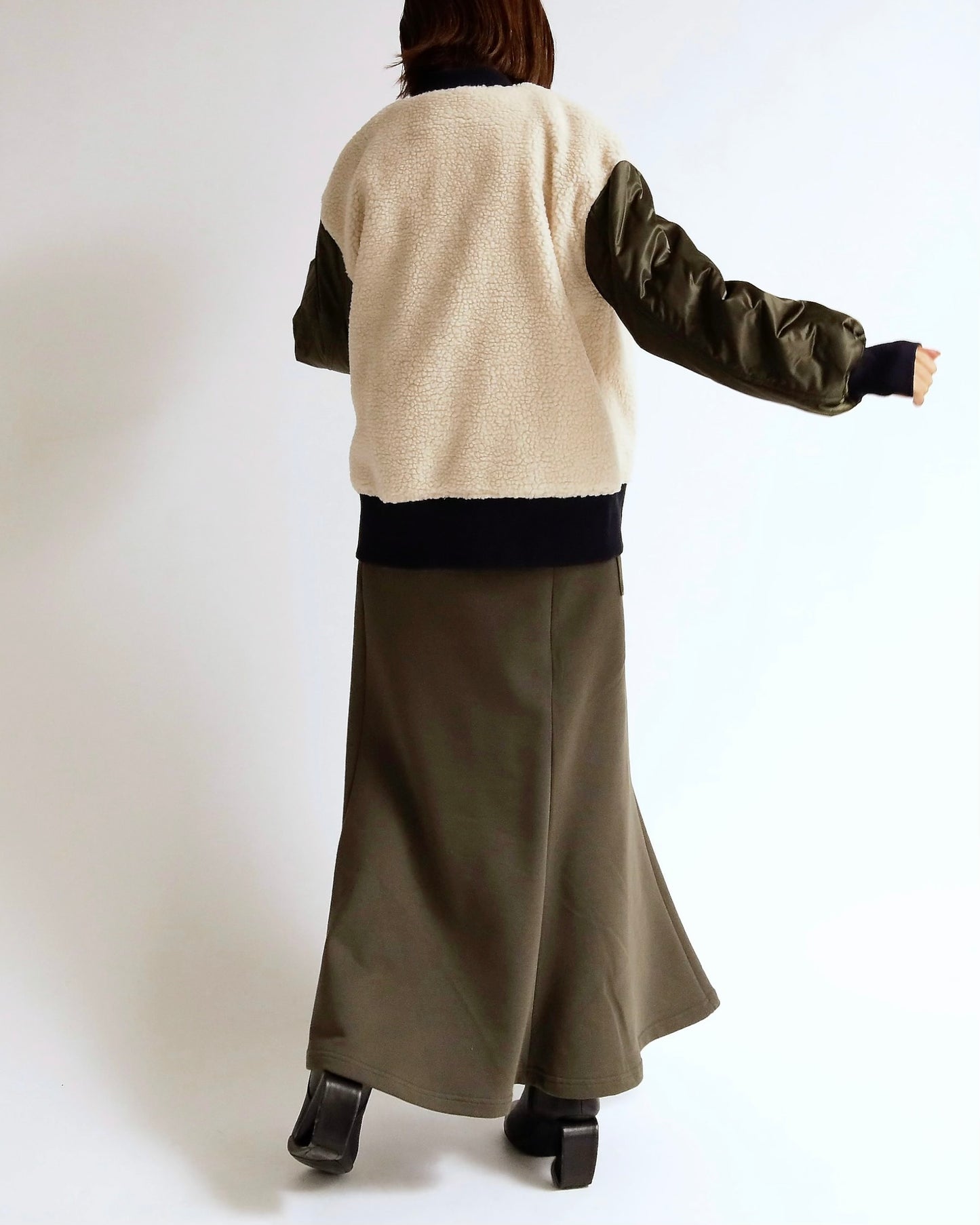 ボア×ナイロン コンビブルゾン