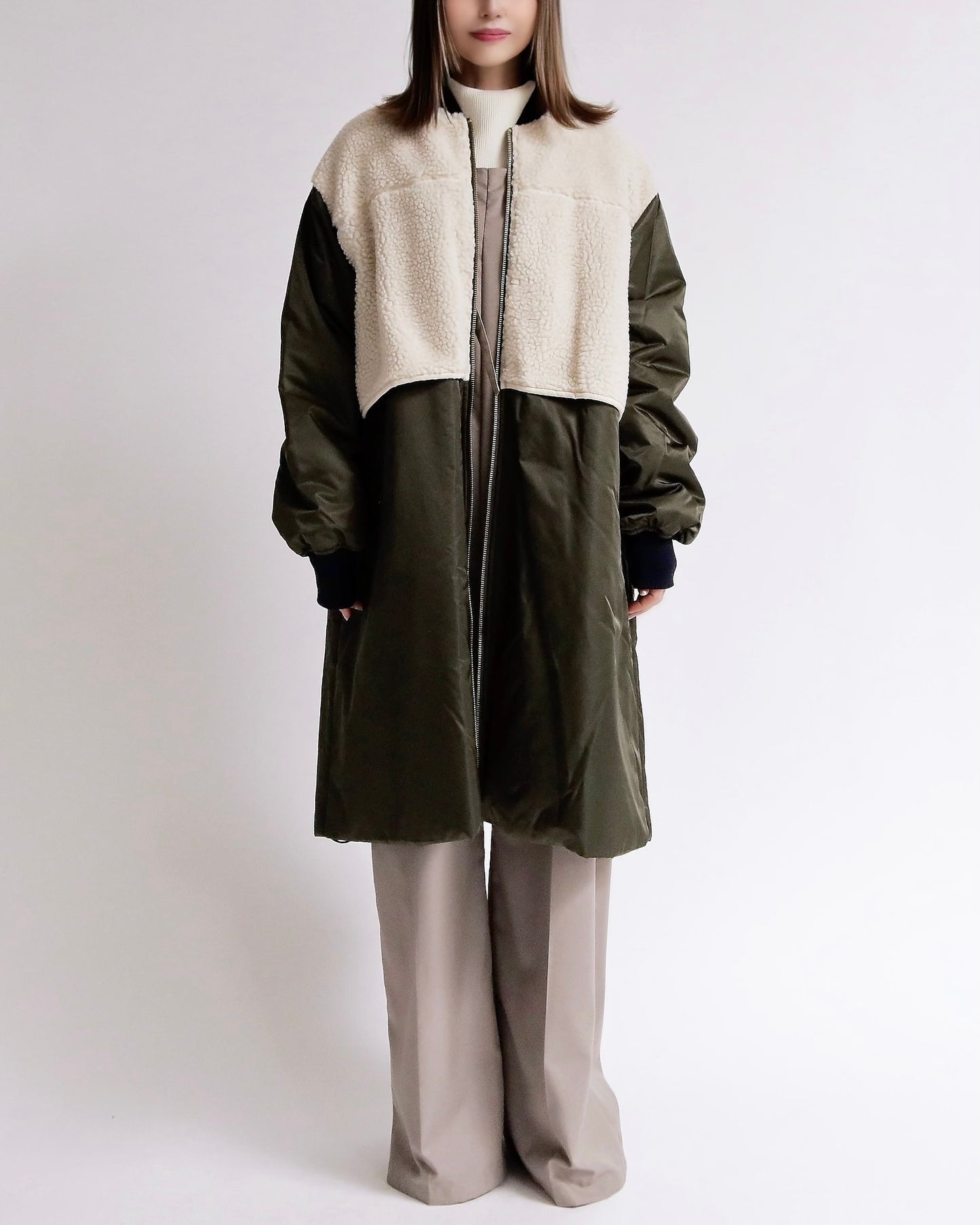 ボアレイヤード ミリタリーロングコート