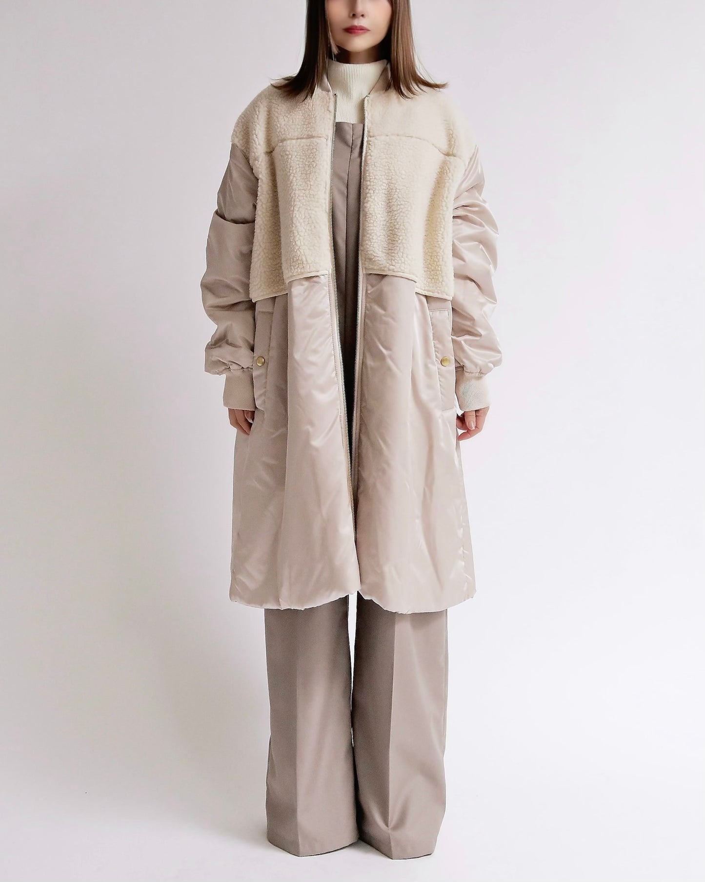 ボアレイヤード ミリタリーロングコート