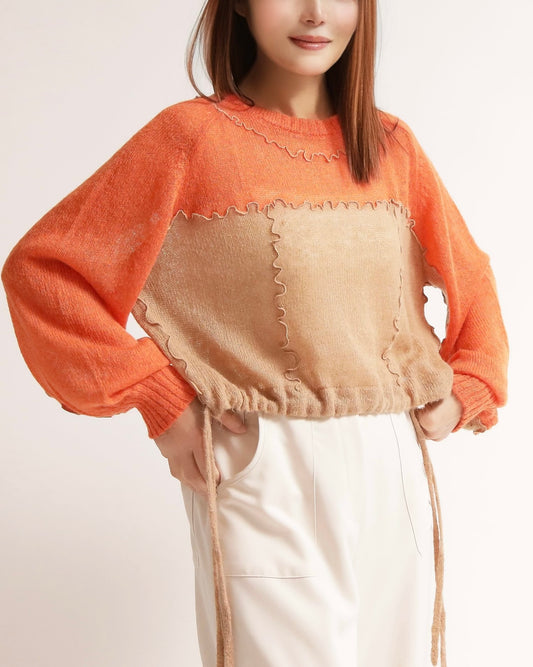 カラーブロックニットプルオーバー