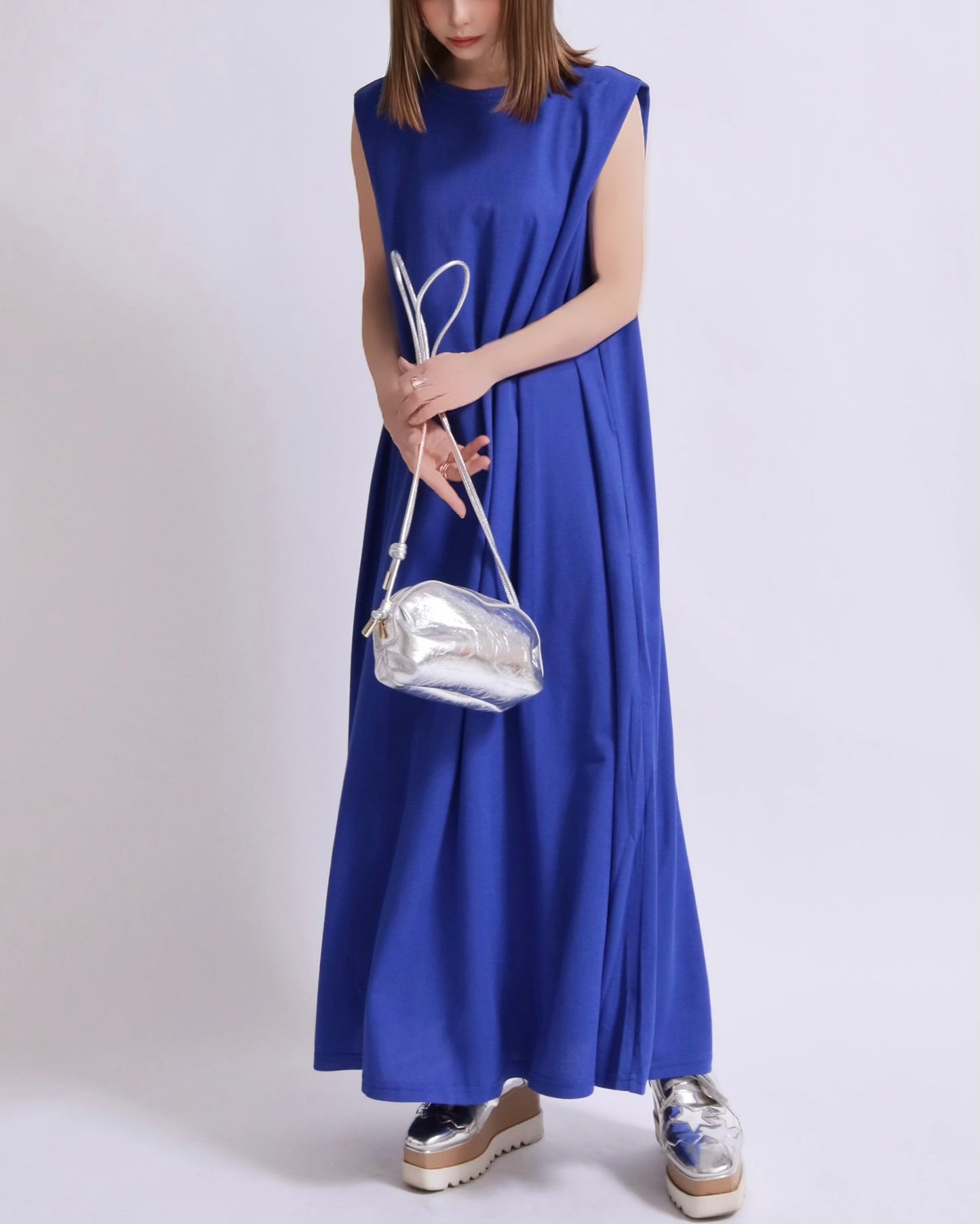 ノースリーブドレープマキシワンピース