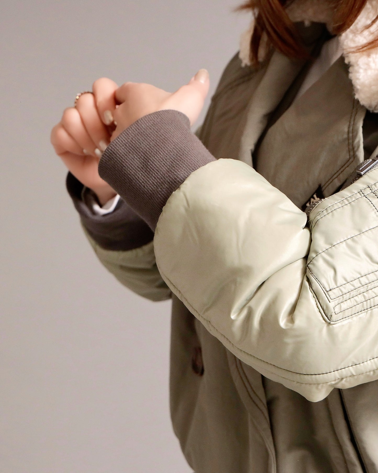 ボアカラー配色ミックスショートジャケット