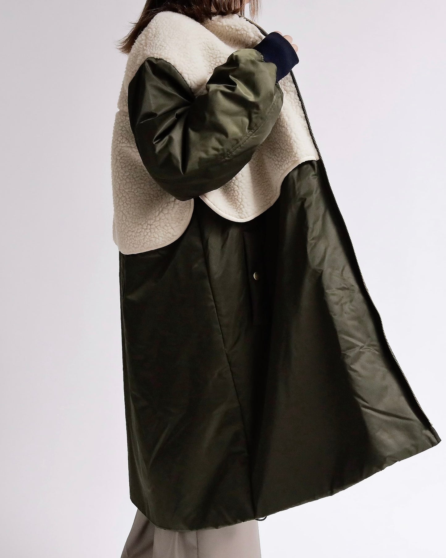 ボアレイヤード ミリタリーロングコート