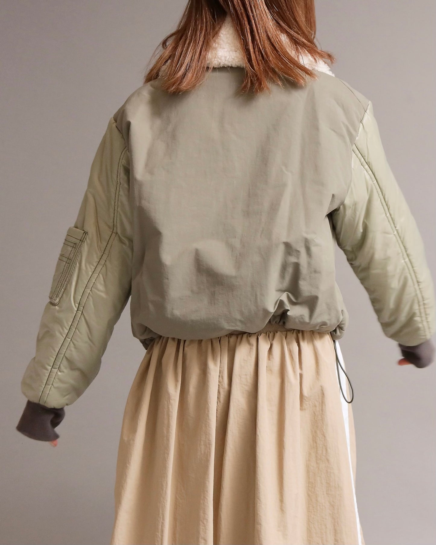 ボアカラー配色ミックスショートジャケット