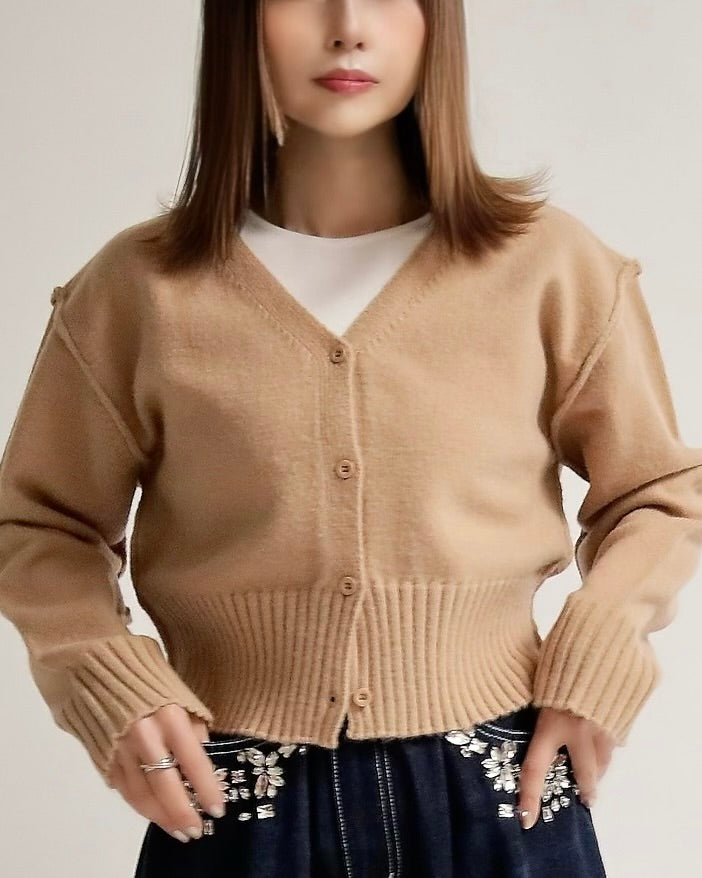 バックロゴショートカーディガン