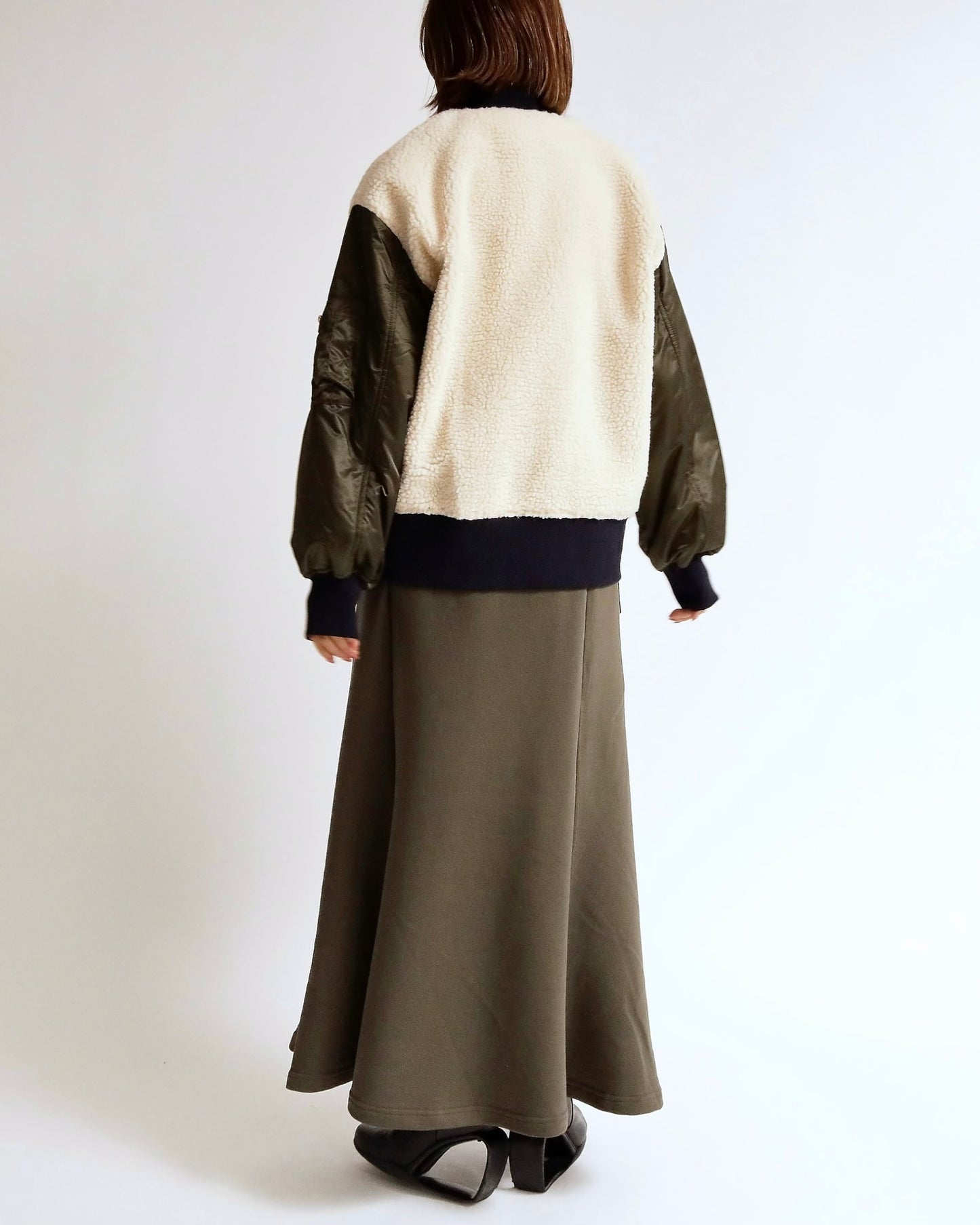 ボア×ナイロン コンビブルゾン